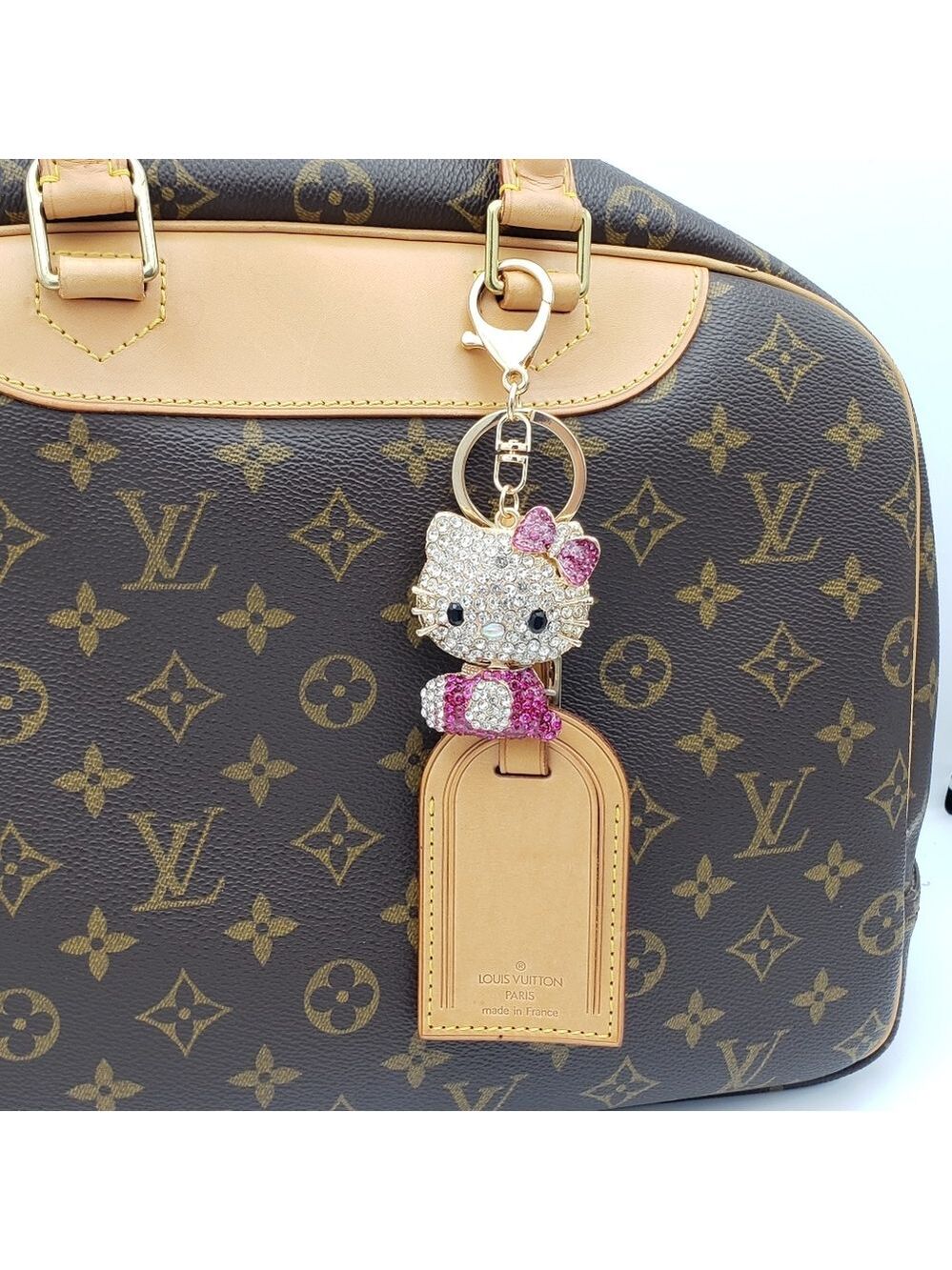 Authentic Louis Vuitton Luggage Tag with Unbranded Keycharm, Keychain 15-010426